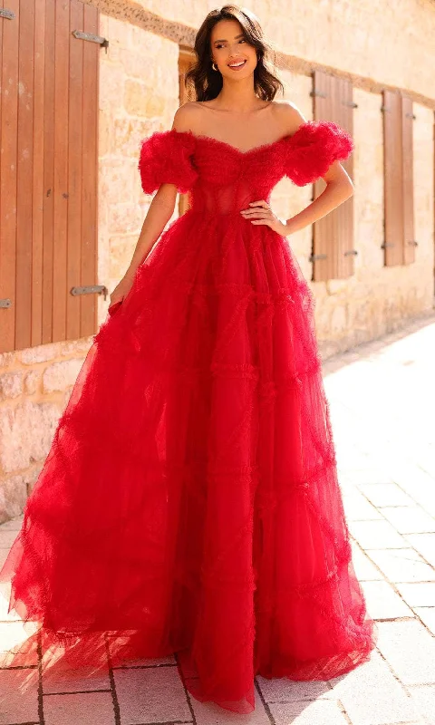 Amarra 94002 - Ruffle Trimmed Ballgown Travel unclassified dresses