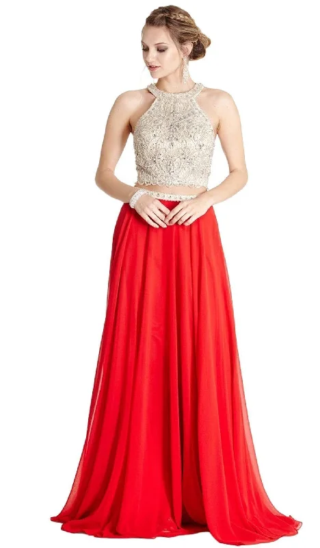 Aspeed Design L1809 - Beaded Embroidered Crop Top Two Piece Gown Plus size unclassified dresses