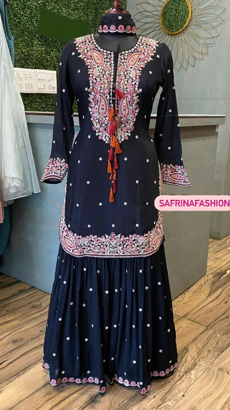 Black embroidery kurta dress One-shoulder unclassified dresses