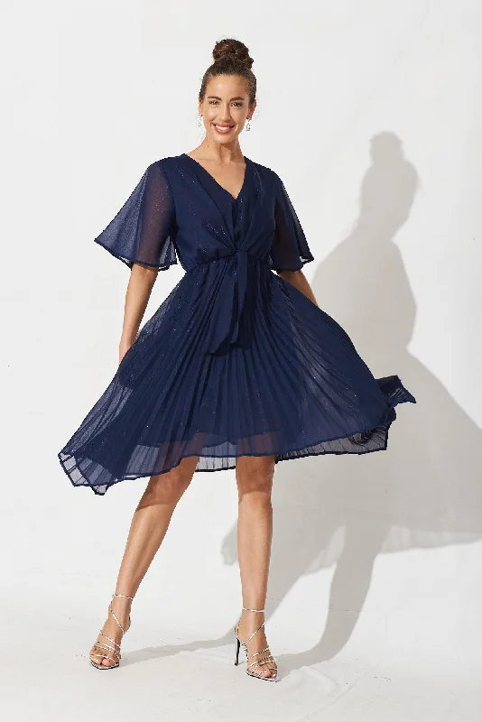 Blakely Dress In Navy Lurex Chiffon Knitted unclassified dresses