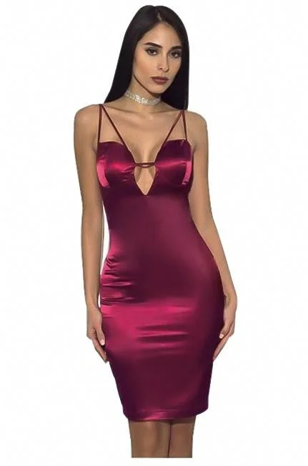 Burgundy Satin Dress Dark color unclassified dresses