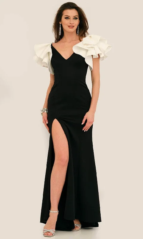 Dave & Johnny 11314 -Scuba V-Shaped Back Formal Gown Monochrome unclassified dresses