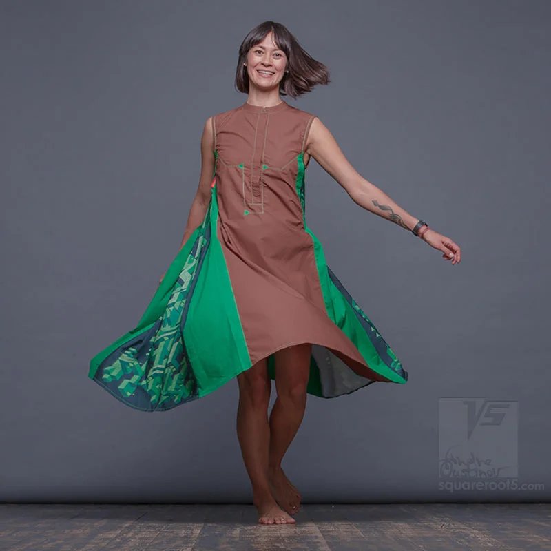 Dress "Cosmic Tetris" Model "BG"  Brown-Green Pastel unclassified dresses