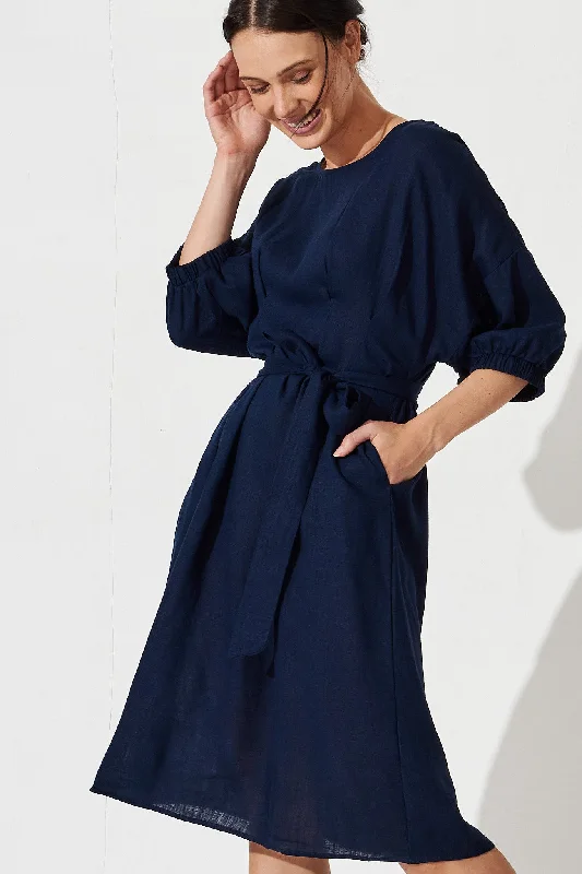 Fifi Dress in Navy Ruched unclassified dresses