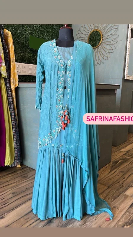 Firoza blue Indowestern Dress Women Dress Chiffon unclassified dresses