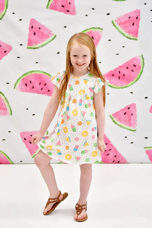 Fruit and Popsicles Milk Silk Flutter Dress Pastel unclassified dresses