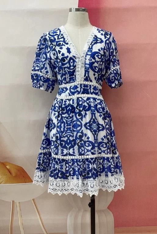 HAYLEY BLUE & WHITE DRESS Club unclassified dresses