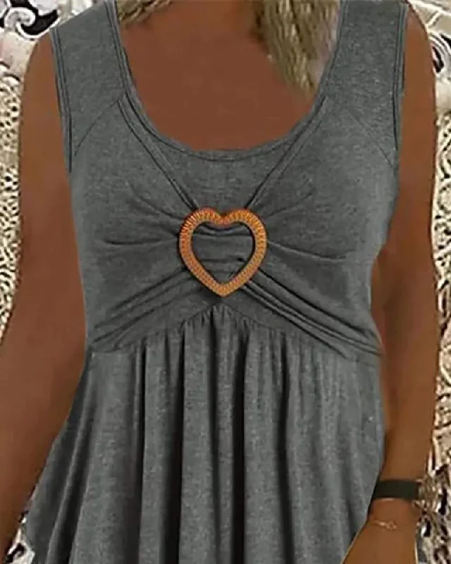 HEART RING DECOR SLEEVELESS LAYERED DRESS Lightweight unclassified dresses