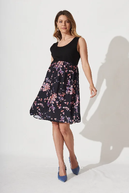 Juliette Dress In Black With Cherry Blossom Preppy unclassified dresses