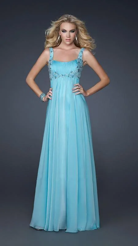 La Femme - Sleeveless Pleated Bust Beaded Chiffon Gown 17476 Travel unclassified dresses