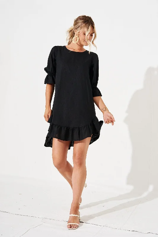 Loveline Dress in Black Linen Blend Backless unclassified dresses