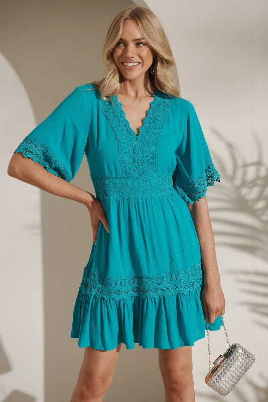 Macca Dress In Turquoise Open-back unclassified dresses