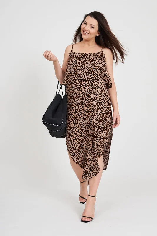 Nastasia Dress in Leopard Print Earthy tone unclassified dresses