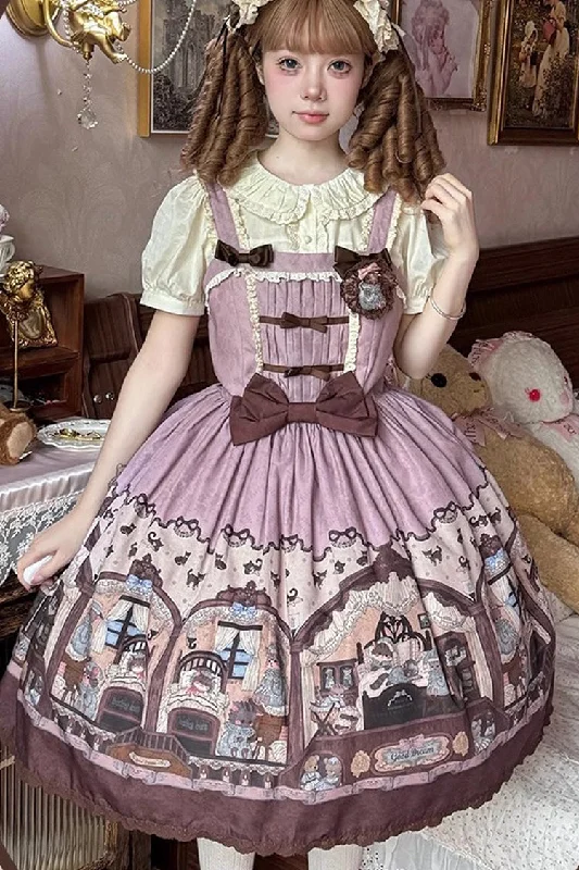 Pink/Purple Bear Print Bowknot Classic Lolita JSK Dress Casual unclassified dresses