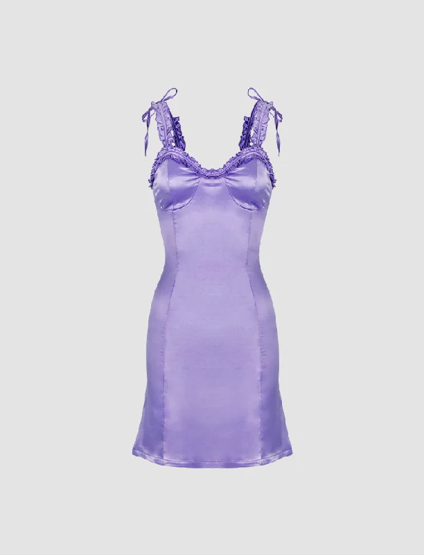 Purple Frill Trim Cami Dress Designer unclassified dresses