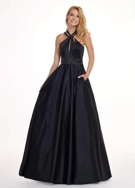 Rachel Allan 6464 - Halter A-Line Satin Evening Gown Backless unclassified dresses