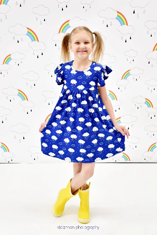 Rainbow Showers Milk Silk Flutter Dress Printed unclassified dresses