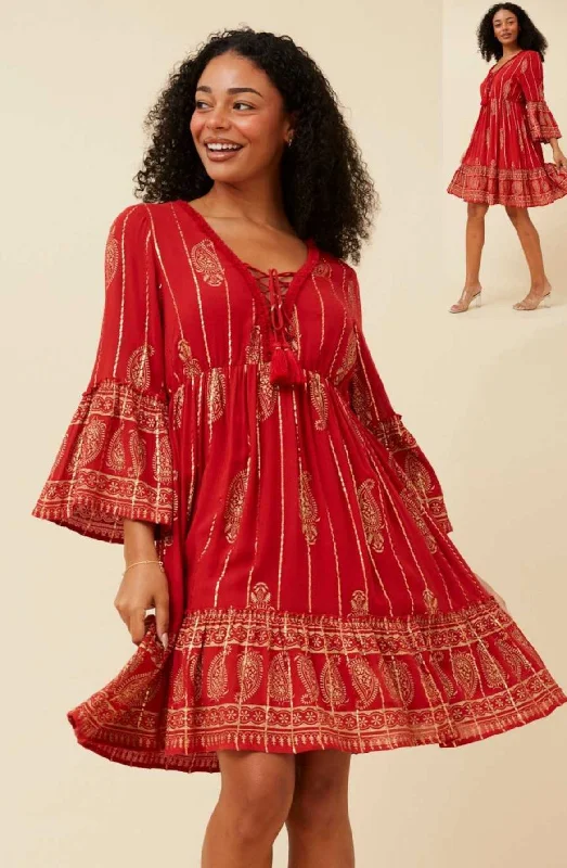 RED GYPSY CHEESECLOTH DRESS Soft fabric unclassified dresses