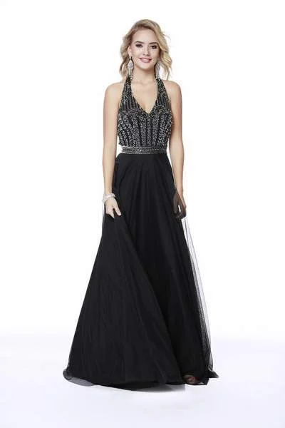 Shail K - 12208SC Embellished Halter A-Line Evening Dress Open-back unclassified dresses