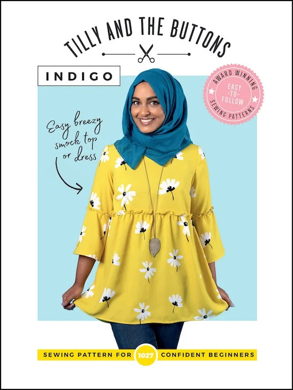 Tilly and the Buttons - Indigo Smock Top and Dress Satin unclassified dresses