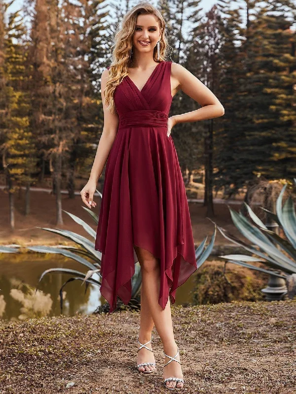 Wholesale Knee Length Chiffon Bridesmaid Dress with Irregular Hem Festival unclassified dresses