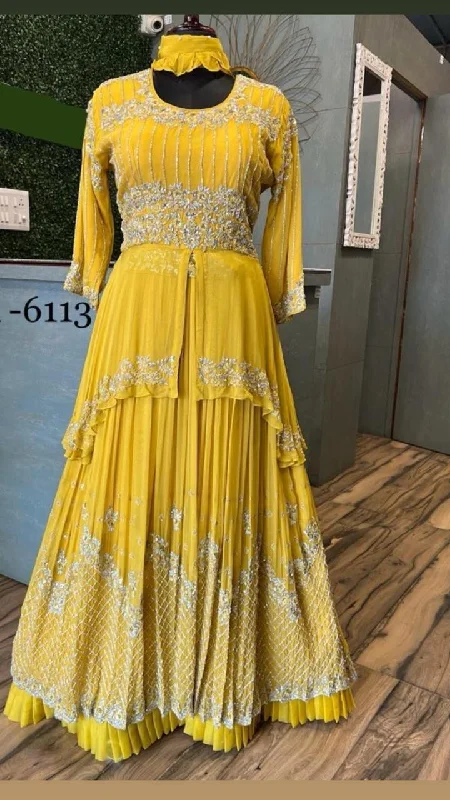 Yellow Indowestern Dress Sangeet dress Bridesmaid dress Plus size unclassified dresses