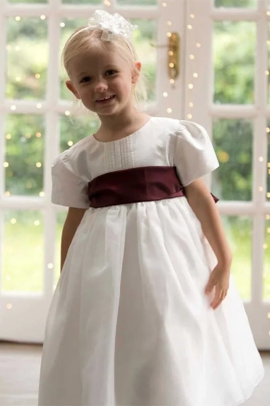 White Crew Neck Short Sleeve Flower Girl Dress Cute Mini Skirt