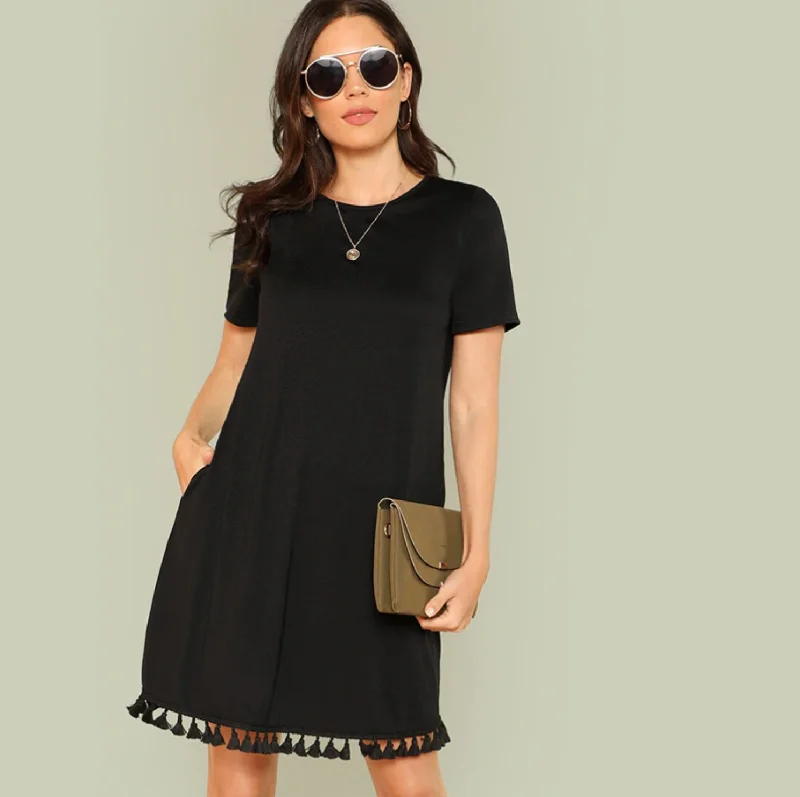 Women's Summer Short-Sleeve Tunic-Dress Wrap Mini Skirt