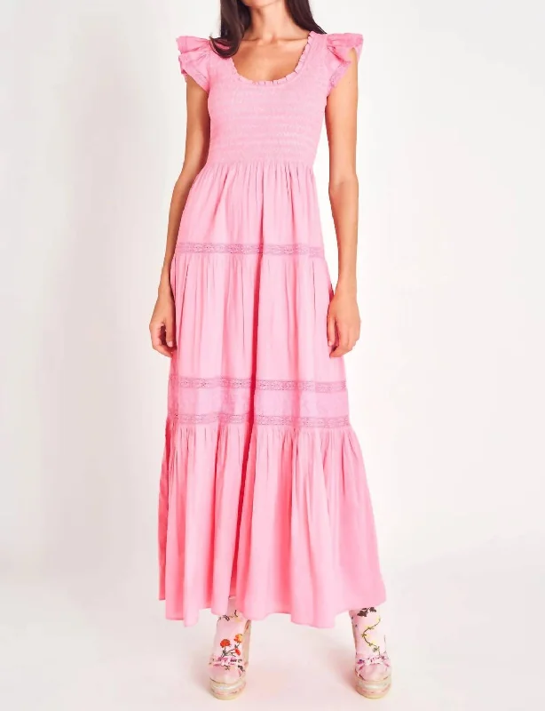 Chessie Maxi Dress In Vivid Pink Ruffled Maxi Skirt