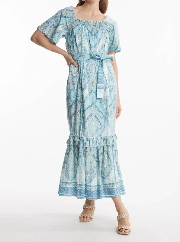 Erin Off The Shoulder Maxi Dress In Paisley Soft Maxi Dress