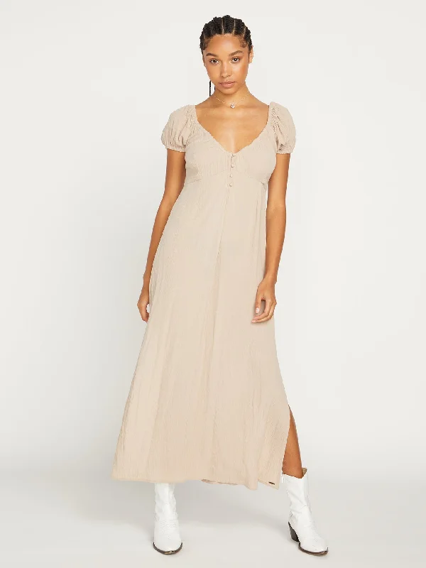 Moonblast Maxi Dress - Taupe Stretch Maxi Skirt