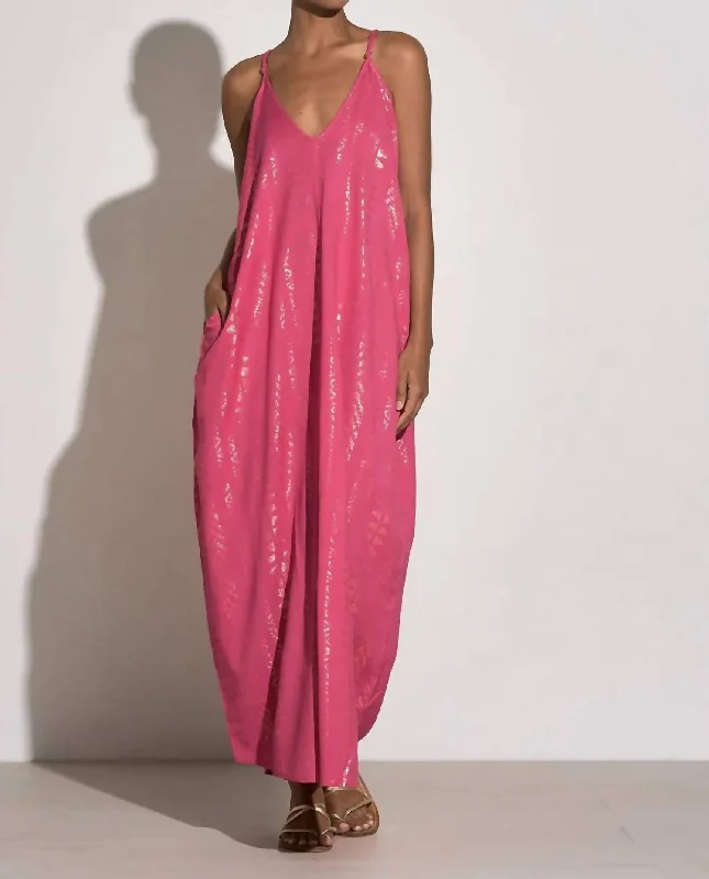 Pink Arrow Print Maxi Dress Summer Beach Maxi