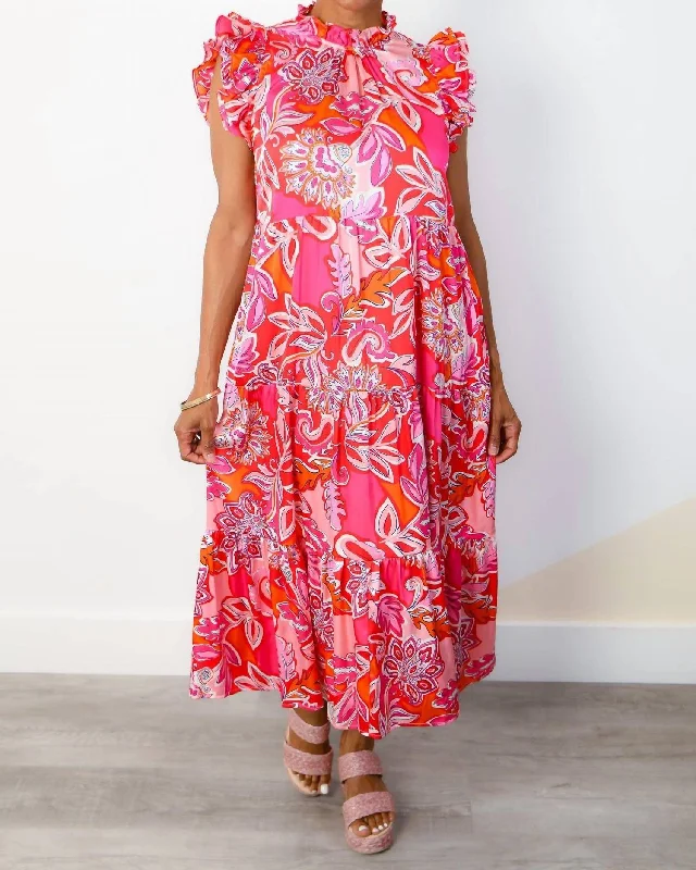 Pretty In Paisley Maxi Dress In Pink Paisley Pleated Maxi Skirt