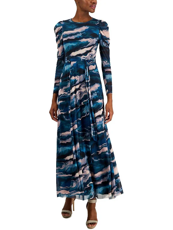 Womens Printed Long Shift Dress Maxi Skirt Chic