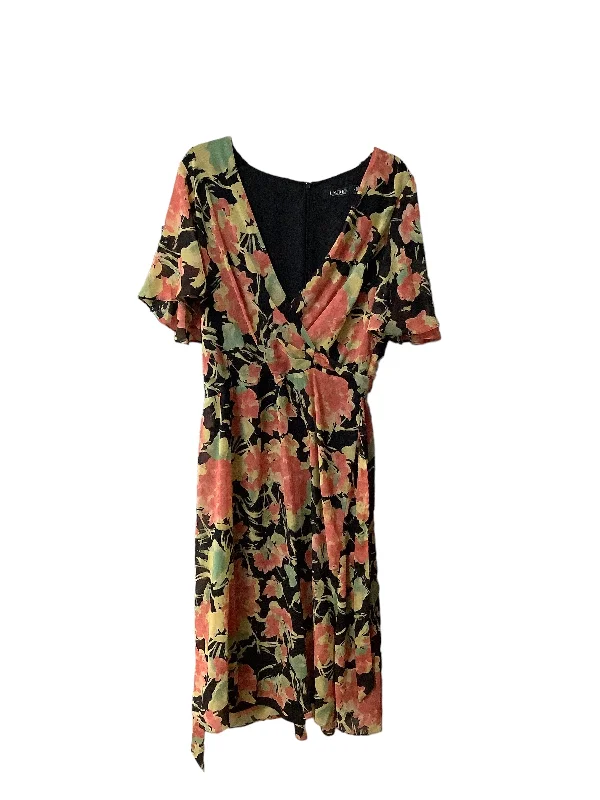 Floral Print Dress Casual Midi Lauren By Ralph Lauren, Size 14 Wool Midi Skirt