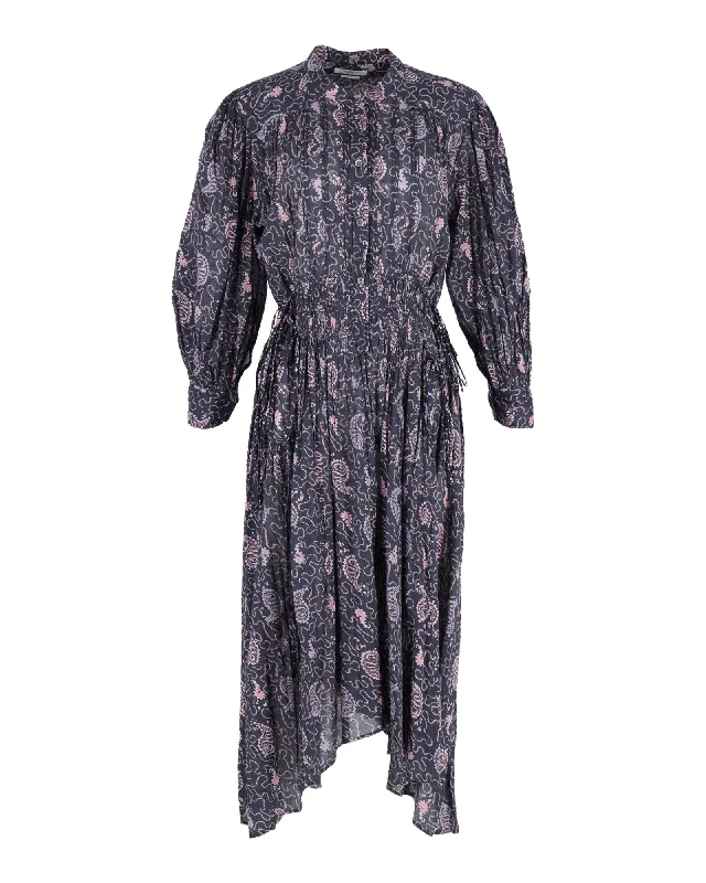 Isabel Marant Etoile Ariana Paisley Midi Dress in Violet Cotton Black Midi Skirt