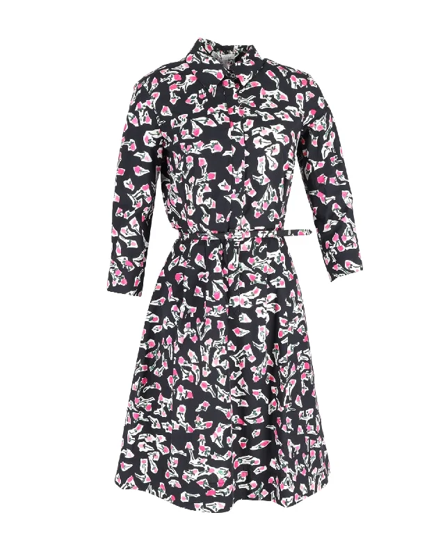 Oscar de la Renta Midi Dress in Floral Print Cotton Slim Midi Skirt